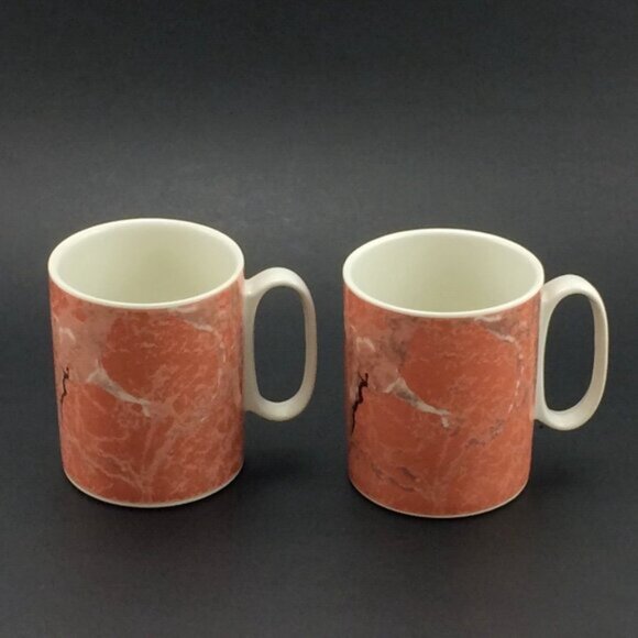 2 Vintage Siena Villeroy Boch Porcelain Tea Coffee Mugs Cups Salmon Orange - Picture 5 of 15
